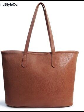HOXIS Women's Vegan Leather Zipper Tote Bag - Large Work Travel Handbag